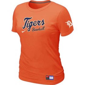 Wholesale Cheap Women\'s Detroit Tigers Nike Short Sleeve Practice MLB T-Shirt Orange