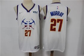 Wholesale Cheap Men\'s Denver Nuggets #27 Jamal Murray White Nike Swingman 2021 Earned Edition Stitched Jersey With Sponsor Logo