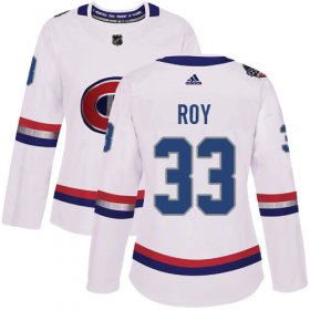 Wholesale Cheap Adidas Canadiens #33 Patrick Roy White Authentic 2017 100 Classic Women\'s Stitched NHL Jersey