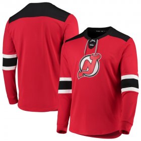 Wholesale Cheap New Jersey Devils adidas Platinum Long Sleeve Jersey T-Shirt Red