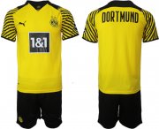 Wholesale Cheap Men 2021-2022 Club Borussia Dortmund home balnk yellow Soccer Jersey