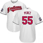 Wholesale Cheap Indians #55 Roberto Perez White Home 2016 World Series Bound Stitched Youth MLB Jersey