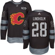 Wholesale Cheap Adidas Flames #28 Elias Lindholm Black 1917-2017 100th Anniversary Stitched NHL Jersey