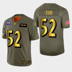 Wholesale Cheap Baltimore Ravens #52 Ray Lewis Men\'s Nike Olive Gold 2019 Salute to Service Limited NFL 100 Jersey