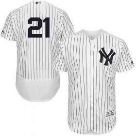 Wholesale Cheap Yankees #21 Paul O\'Neill White Strip Flexbase Authentic Collection Stitched MLB Jersey
