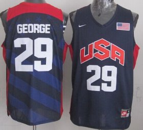 Wholesale Cheap 2012 Olympics Team USA #29 Paul George Revolution 30 Swingman Blue Jersey