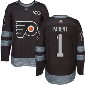 Wholesale Cheap Adidas Flyers #1 Bernie Parent Black 1917-2017 100th Anniversary Stitched NHL Jersey