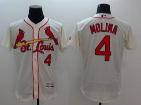 Wholesale Cheap Cardinals #4 Yadier Molina Cream Flexbase Authentic Collection Stitched MLB Jersey