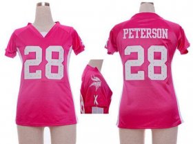 Wholesale Cheap Nike Vikings #28 Adrian Peterson Pink Draft Him Name & Number Top Women\'s Stitched NFL Elite Jersey