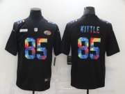 Wholesale Cheap Men's San Francisco 49ers #85 George Kittle Multi-Color Black 2020 NFL Crucial Catch Vapor Untouchable Nike Limited Jersey