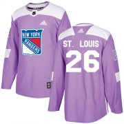 Wholesale Cheap Adidas Rangers #26 Martin St. Louis Purple Authentic Fights Cancer Stitched NHL Jersey