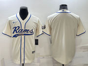 Wholesale Men's Los Angeles Rams Blank Cream Stitched MLB Cool Base Nike Baseball Jersey