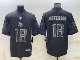 Wholesale Cheap Men's Minnesota Vikings #18 Justin Jefferson Black Reflective Limited Stitched Football Jersey
