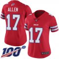 Wholesale Cheap Nike Bills #17 Josh Allen Red Women's Stitched NFL Limited Rush 100th Season Jersey