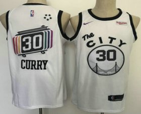 Wholesale Cheap Men\'s Golden State Warriors #30 Stephen Curry White 2011 City Edition NEW Rakuten Logo NBA Swingman Jersey