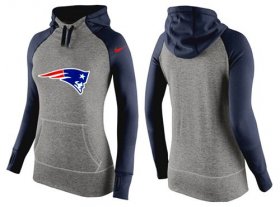 Wholesale Cheap Women\'s Nike New England Patriots Performance Hoodie Grey & Dark Blue_2