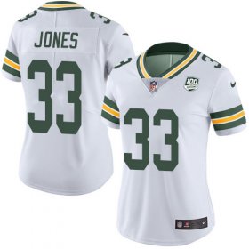 Wholesale Cheap Nike Packers #33 Aaron Jones White Women\'s 100th Season Stitched NFL Vapor Untouchable Limited Jersey