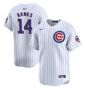 Cheap Men\'s Chicago Cubs #14 Ernie Banks White Cool Base Stitched Baseball Jersey