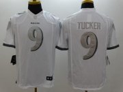 Wholesale Cheap Nike Ravens #9 Justin Tucker White Men's Stitched NFL Limited Platinum Jersey