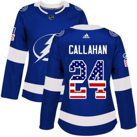Wholesale Cheap Adidas Lightning #24 Ryan Callahan Blue Home Authentic USA Flag Women\'s Stitched NHL Jersey