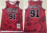 Cheap Men's Chicago Bulls #91 Dennis Rodman Red 1997-98 Throwback Stitched Basketball Jersey