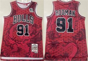 Cheap Men\'s Chicago Bulls #91 Dennis Rodman Red 1997-98 Throwback Stitched Basketball Jersey