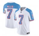 Wholesale Cheap Men's Tennessee Titans #7 Malik Willis White Blue 2023 F.U.S.E. Vapor Limited Throwback Football Stitched Jersey