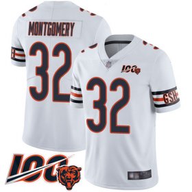 Wholesale Cheap Nike Bears #32 David Montgomery White Men\'s Stitched NFL 100th Season Vapor Limited Jersey