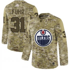 Wholesale Cheap Adidas Oilers #31 Grant Fuhr Camo Authentic Stitched NHL Jersey