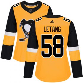 Wholesale Cheap Adidas Penguins #58 Kris Letang Gold Alternate Authentic Women\'s Stitched NHL Jersey