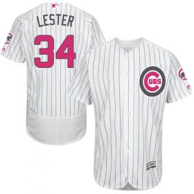 Wholesale Cheap Cubs #34 Jon Lester White(Blue Strip) Flexbase Authentic Collection Mother\'s Day Stitched MLB Jersey