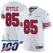 Wholesale Cheap Nike 49ers #85 George Kittle White Super Bowl LIV 2020 Rush Youth Stitched NFL Limited 100th Season Jersey