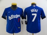 Wholesale Cheap Youth Los Angeles Dodgers #7 Julio Urias Blue 2021 City Connect Number Cool Base Stitched Jersey