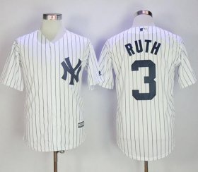 Wholesale Cheap Yankees #3 Babe Ruth White Strip New Cool Base Stitched MLB Jersey