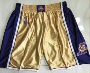Wholesale Cheap Men's Los Angeles Lakers #8 #24 Kobe Bryant Gold 1996-2016 The Hall of Fame Throwback Shorts