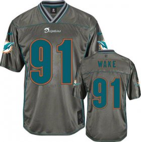 Wholesale Cheap Nike Dolphins #91 Cameron Wake Grey Men\'s Stitched NFL Elite Vapor Jersey