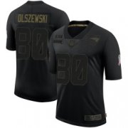 Wholesale Cheap Men's New England Patriots #80 Gunner Olszewski Limited Black 2020 Salute To Service Jersey