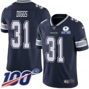 Wholesale Cheap Nike Cowboys #31 Trevon Diggs Navy Blue Team Color Men's Stitched With Established In 1960 Patch NFL 100th Season Vapor Untouchable Limited Jersey