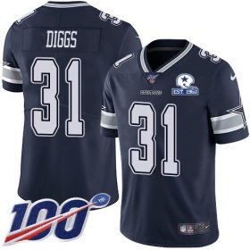 Wholesale Cheap Nike Cowboys #31 Trevon Diggs Navy Blue Team Color Men\'s Stitched With Established In 1960 Patch NFL 100th Season Vapor Untouchable Limited Jersey