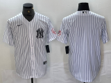 Cheap Men's New York Yankees Blank White With Patch 2024 Cool Base Stitched Jersey