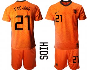 Wholesale Cheap 2021 European Cup Netherlands home Youth 21 soccer jerseys