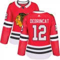 Wholesale Cheap Adidas Blackhawks #12 Alex DeBrincat Red Home Authentic Women's Stitched NHL Jersey