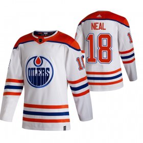 Wholesale Cheap Edmonton Oilers #18 James Neal White Men\'s Adidas 2020-21 Reverse Retro Alternate NHL Jersey