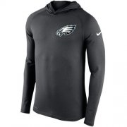 Wholesale Cheap Men's Philadelphia Eagles Nike Charcoal Stadium Touch Hooded Performance Long Sleeve T-Shirt