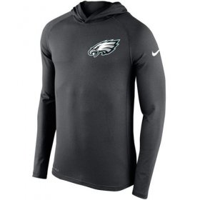 Wholesale Cheap Men\'s Philadelphia Eagles Nike Charcoal Stadium Touch Hooded Performance Long Sleeve T-Shirt