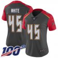 Wholesale Cheap Nike Buccaneers #45 Devin White Gray Women's Stitched NFL Limited Inverted Legend 100th Season Jersey