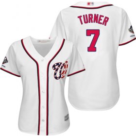 Wholesale Cheap Nationals #7 Trea Turner White Home 2019 World Series Champions Women\'s Stitched MLB Jersey