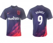 Wholesale Cheap Men 2021-2022 Club Atletico Madrid away aaa version purple 9 Soccer Jerseys