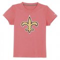 Wholesale Cheap New Orleans Saints Authentic Logo Youth T-Shirt Pink