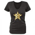 Wholesale Cheap Women's Houston Astros Fanatics Apparel Gold Collection V-Neck Tri-Blend T-Shirt Black